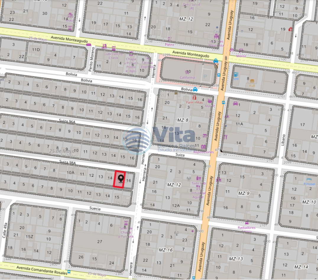 TERRENO EN VENTA AV. URUGUAY Y MONTEAGUDO--B° 25 DE MAYO 