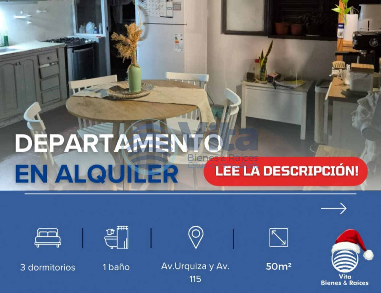 DEPARTAMENTO EN ALQUILER 3 DOR  Z/AV. URQUIZA Y AV. 115 (CH 190)