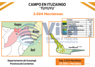 VENTA CAMPO 3.024 HAS --ITUZAINGO CORRIENTES  